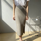 Women Knitted Skirt Slit Knitted Skirt