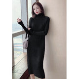 Women Maxi Dress Autumn and Winter Loose Turtleneck Knitting Dress