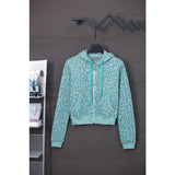 Ashleywilliams bear printed zipper hooded outwear hot girl waist cardigan sweatshirt women's american sweet