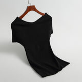 Women Knitted T-shirt Autumn Summer Sexy Slim Knit T-shirt