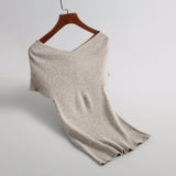 Women Knitted T-shirt Autumn Summer Sexy Slim Knit T-shirt