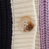 Women Sweater Knitwear Contrast Color Knitted Cardigan Top Autumn and Winter Loose Striped Sweater Coat
