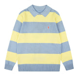 Rl ralph lauren pony stripe color block polo shirt - autumn/winter wool blend - couple's casual relaxed fit knit top