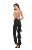Women Evening Gown Sexy Sling Tassel Sequins