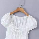 Women Dresses Summer Dress Puff Sleeve Skirt (Xds0414)