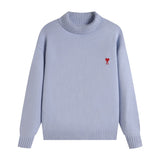 Ami araunriffall and wintertopspullover wool couplelong sleevesloose big heart high collar knitting shirt