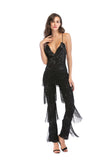 Women Evening Gown Sexy Sling Tassel Sequins