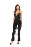 Women Evening Gown Sexy Sling Tassel Sequins