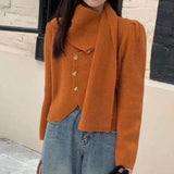 Women Knitted Cardigan Women's Cardigan Autumn and Winter Loose Cropped Sweater Coat