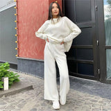 Ladies Leisure Knitwear Polo Collar Sweater Suit Casual Knitted Two-Piece