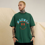Men T Shirt Vintage Smiley Printed Short Sleeve T-shirt