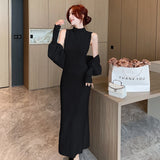 Women Maxi Dress Spring and Autumn Knitted Dress and Coat
