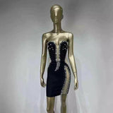 Women Dresses Sexy Beaded Bandage Dress Slim-Fit Short Evening Dress (Ont0408)