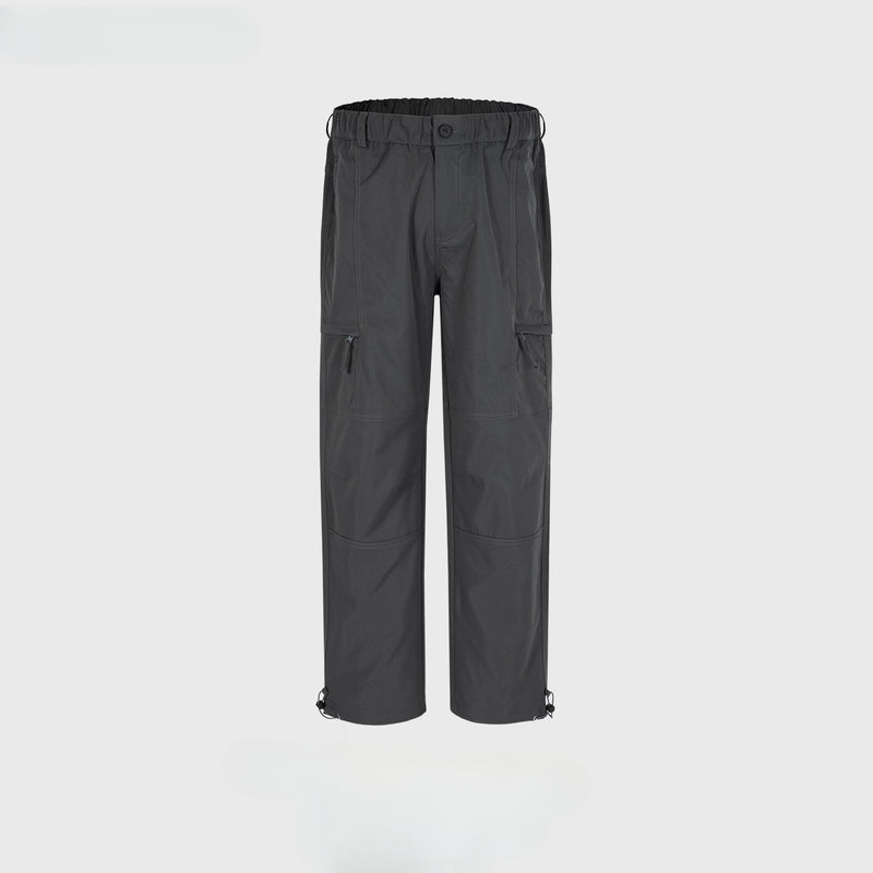 MIJKO Men Vintage Pants MIJKO Straight Pants Drawstring Pants Zipper Casual Pants