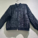 Women Knitted Cardigan Imitated Mink Plush Coat Jacket Loose Knitted Cardigan