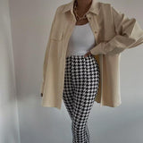 Women Jacket Autumn Loose Lapel Long Sleeves Shirt