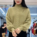 Women Knitted Pullover Autumn and Winter Turtleneck Sweater Retro Loose Sweater