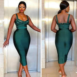 Women Dresses Summer Green Suspenders Long Dress Party Dress (Ont0408)
