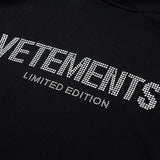 Vetements Hoodie VTM Rhinestone Letter Loose Hooded Sweater