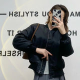 Women Jacket Autumn and Winter Stand Collar Jacket Long Sleeve Baseball Uniform Coat