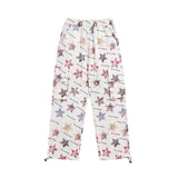 Men Sweatpants Full Printed Five-Pointed Star Cat Printing Casual Trousers Loose Cargo Pocket Straight-Leg Trousers