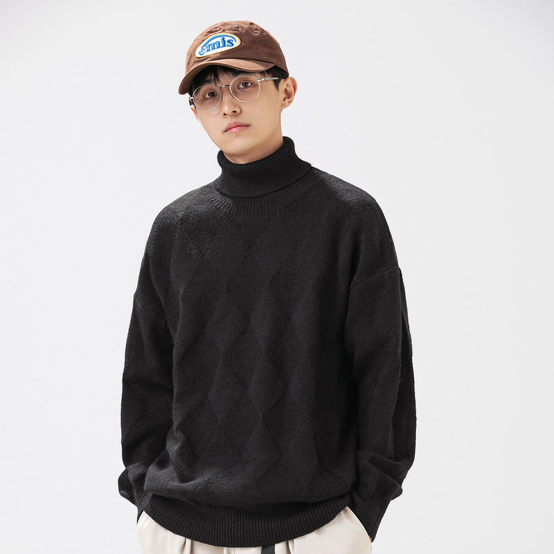 Unisex Sweater Winter Turtleneck Rhombus Sweater