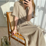 Beth Dutton Wardrobe Loose Short Sleeve Linen Shirt Dress