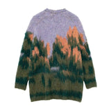 Women Sweater Knitwear Winter V-neck Long Sleeve Loose Printed Knitted Cardigan