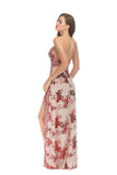 Women Evening Gown Sexy Nightclub Suspenders Split off Shoulder Beads Sequins Dress Female Dress