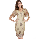 Women Evening Gown Summer V-neck Puff Short Sleeve Sexy Sequins Dress