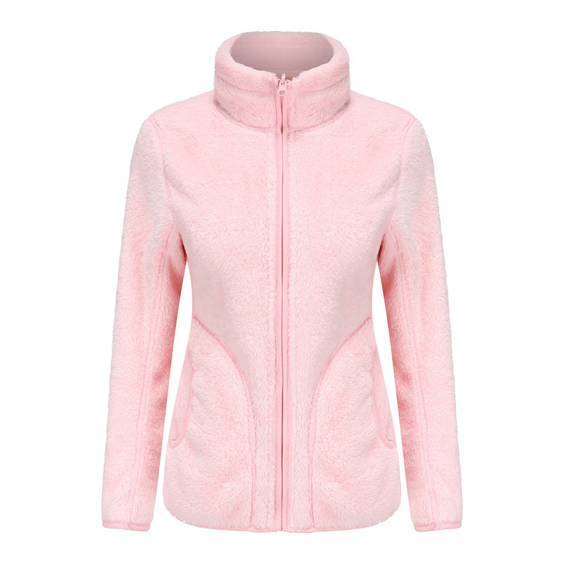 Women Trench Coat Coral Fleece Double-Sided Wear Couple Autumn and Winter Fleece-lined Thickened Double-Sided Polar Fleece Cardigan Jacket