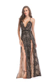 Women Evening Gown Sexy Nightclub Suspenders Split off Shoulder Beads Sequins Dress Female Dress