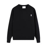 Ami araunriffall and winter couplelong sleevesheart jacquardtopswool sweater round neck knitting shirt