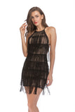 Women's Evening Gown Tassel Sequins Sling Backless Dress Summer