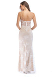 Women Evening Gown Sexy Nightclub V-neck Strap Split White Lace Dress Long Dress