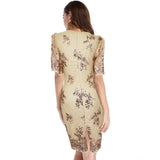 Women Evening Gown Summer V-neck Puff Short Sleeve Sexy Sequins Dress