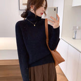 Women Knitted Pullover Turtleneck Sweater Autumn Winter Sweater Top