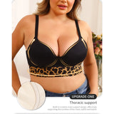 Full figure bra leopard print gathered and breathable