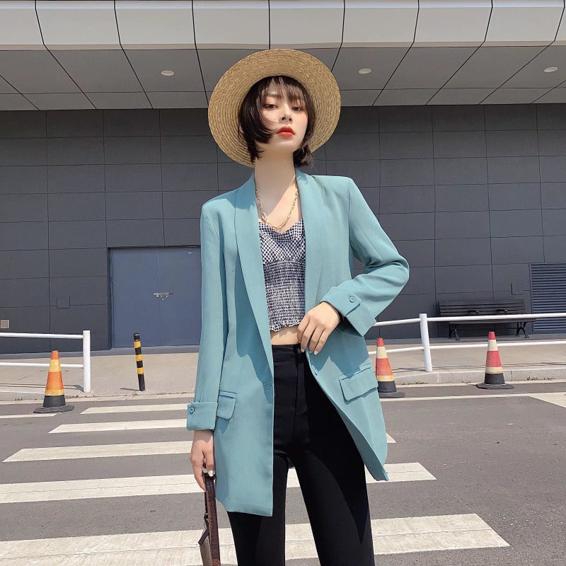 Women's Suits Apricot Blazer Women's Spring and Autumn Casual Suit Top