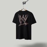 Travis Scott T Shirts x WWE joint model flame skull letter SAGE THE STAGE letter print retro short-sleeved T-shirt