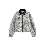 Unisex Jacket Vintage Floral Polo Collar Jacket Baggy Coat