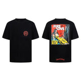 Ch hip-hop t shirts ch chrome comic printing loosecasualpure cotton american heavy weight short sleeve couple