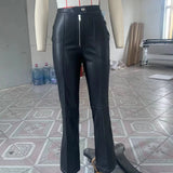 Women Sweatpants Autumn and Winter PU Trousers Straight Women's Pants