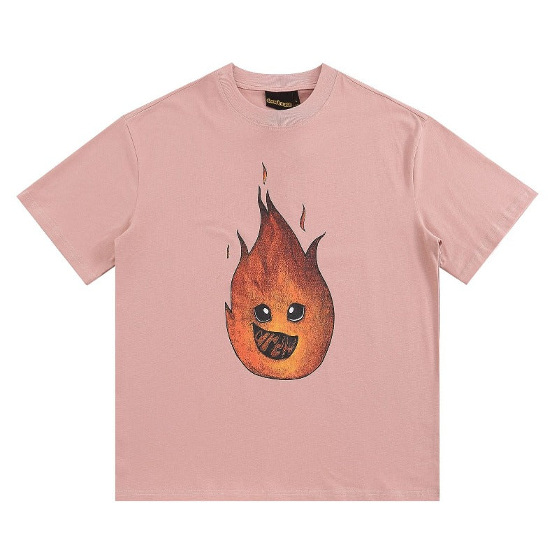 Drew house tshirt r d@ew cartoon flame letter crew neck pullover short sleeve wholesale single piece