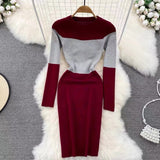 Women Maxi Dress Fall/Winter Slim Hip Stretch Knitted Dress