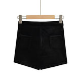 Women Skirt Spring Slim-Fitting Stretch Black Velvet Sheath Shorts