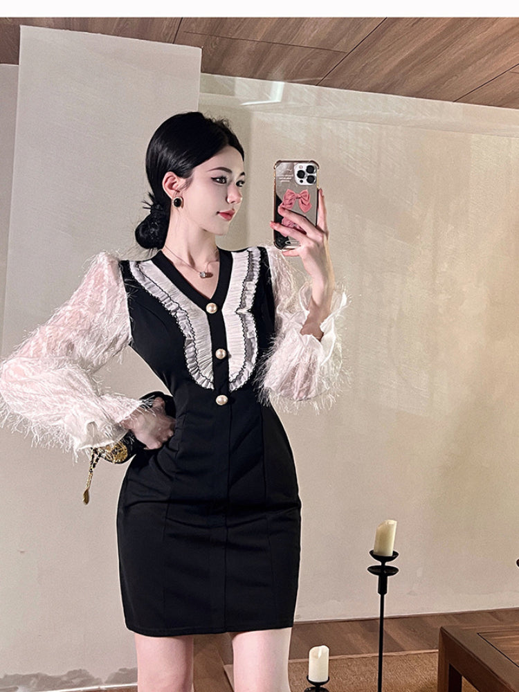 Women Maxi Dress Autumn Winter Retro Dress Banquet Dress