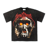 Hip-hop t shirts american skull ape vintage washed retro distressed loose short-sleeved t-shirt half-sleeved