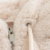 Women Jacket Autumn and Winter Faux Fur Hooded Zipper Jacket Short Coat
