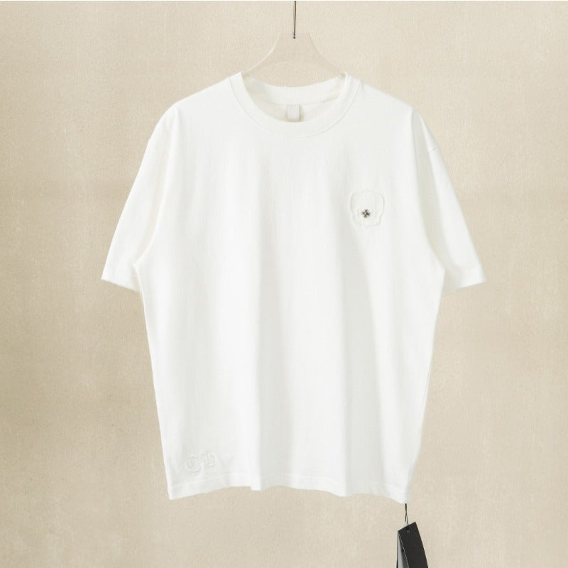 Ch hip-hop t shirts ch short-sleeved cross patch embroiderloosecasualpure cotton american heavy weight short-sleeved couple